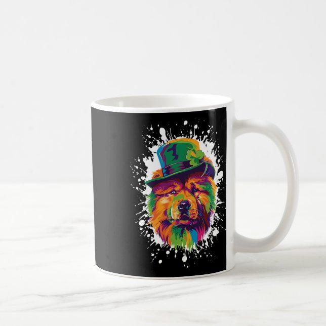 Chow Chow Dog Head Irish Funny St Patricks Day  Coffee Mug (Right)