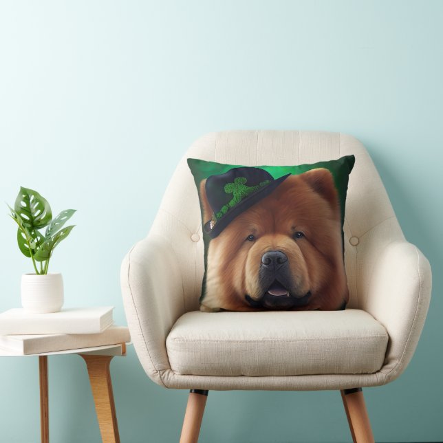 Chow Chow Dog in St. Patrick's Day Dress  Cushion (Chair)