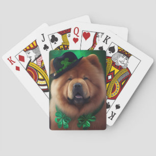 Chow Chow Dog in St. Patrick's Day Dress Playing Cards
