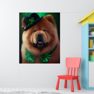 Chow Chow Dog in St. Patrick's Day Dress Poster