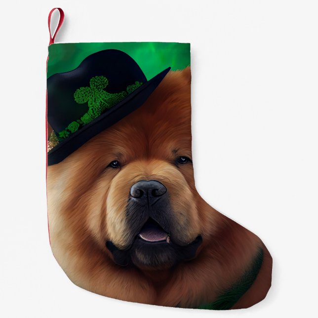 Chow Chow Dog in St. Patrick's Day Dress Small Christmas Stocking (Front)
