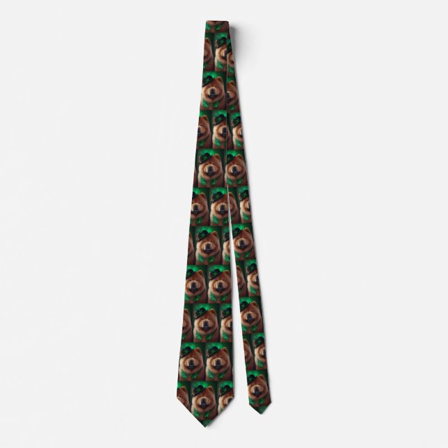 Chow Chow Dog in St. Patrick's Day Dress Tie (Front)