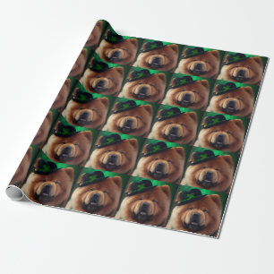 Chow Chow Dog in St. Patrick's Day Dress  Wrapping Paper