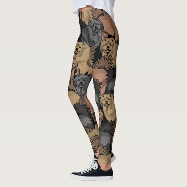 Chow Chow Dog Leggings printed. (Left)