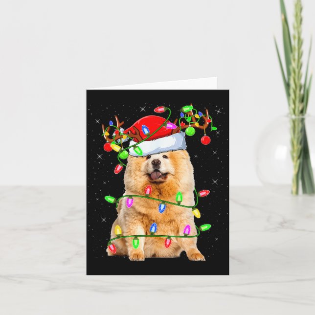 Chow Chow Dog Lover Xmas Lighting Santa Chow Chow  Card (Front)