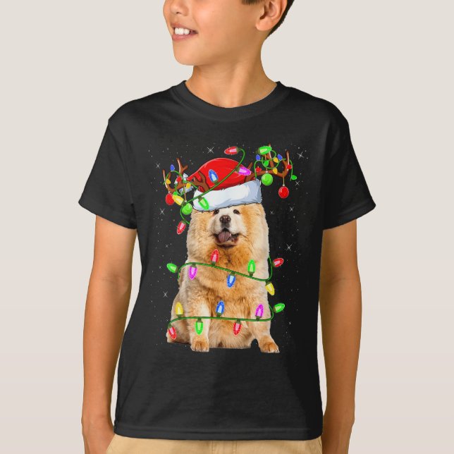 Chow Chow Dog Lover Xmas Lighting Santa Chow Chow  T-Shirt (Front)