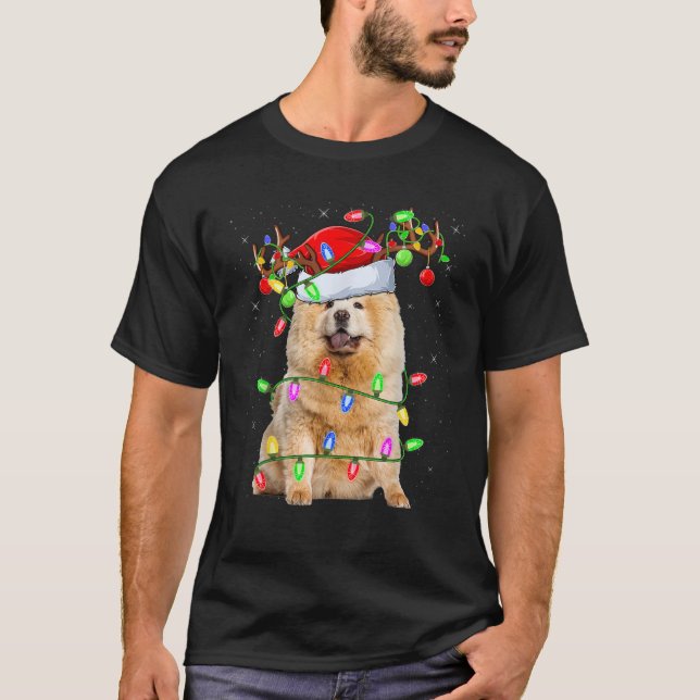 Chow Chow Dog Lover Xmas Lighting Santa Chow Chow  T-Shirt (Front)