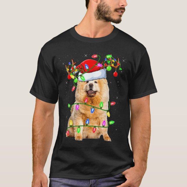 Chow Chow Dog Lover Xmas Lighting Santa Chow Chow  T-Shirt (Front)