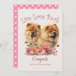 Chow Chow Dog Mum Floral Adoption Card