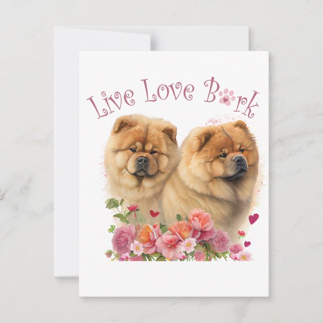 Chow Chow Dog Mum Floral Card (Front)
