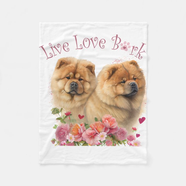 Chow Chow Dog Mum Floral Fleece Blanket (Front)