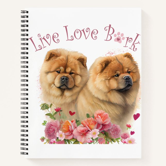 Chow Chow Dog Mum Floral Notebook (Front)