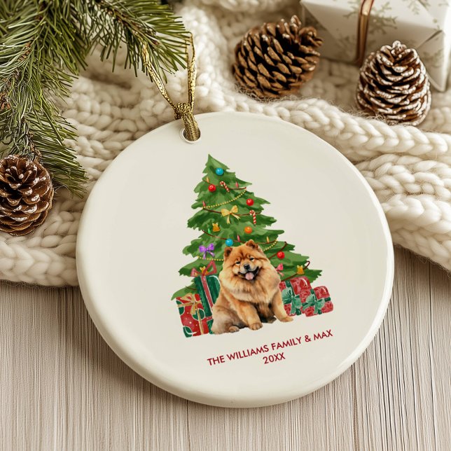 Chow Chow Dog Personalised Christmas Ceramic Tree Decoration (Creator Uploaded)