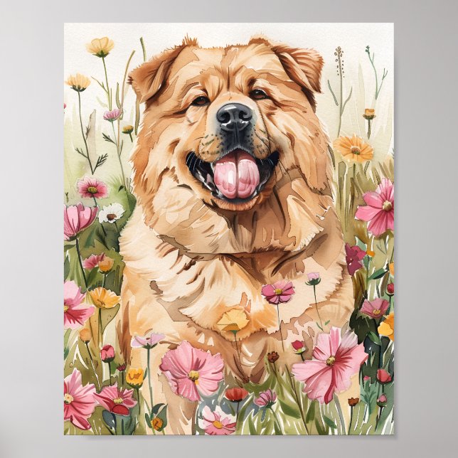 Chow Chow Dog Portrait Wall Art Print Poste (Front)