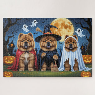 Chow Chow Dog Pumpkin Halloween Funny  Jigsaw Puzzle