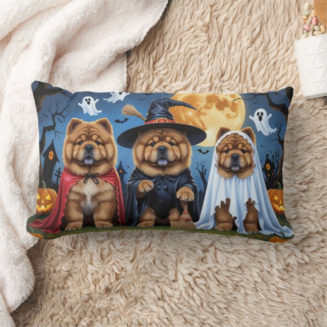 Chow Chow Dog Pumpkin Halloween Funny  Lumbar Cushion (Blanket)