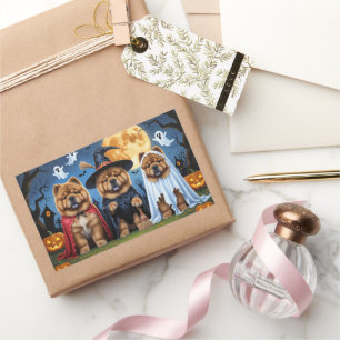 Chow Chow Dog Pumpkin Halloween Funny  Rectangular Sticker