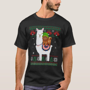 Chow Chow Dog Riding Llama Funny Ugly Christmas T-Shirt