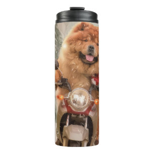 Chow Chow Dog Riding Motorcycle Christmas Thermal Tumbler