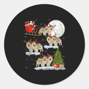 Chow Chow Dog Santa Sleigh Flying Funny Magical Ch Classic Round Sticker
