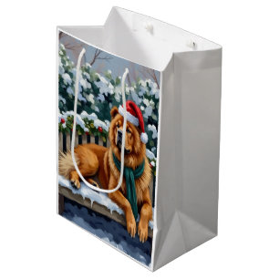 Chow Chow Dog Serene Winter Garden Christmas Art Medium Gift Bag