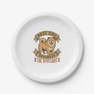 Chow Chow Dog Shirt Vintage Engraving Funny Pet De Paper Plate