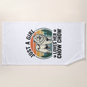 Chow Chow Dog Shirt Vintage Girl Dog Lover Art_1 Beach Towel