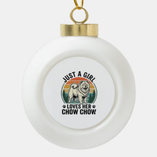 Chow Chow Dog Shirt Vintage Girl Dog Lover Art_1 Ceramic Ball Christmas Ornament