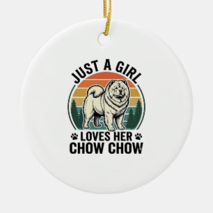 Chow Chow Dog Shirt Vintage Girl Dog Lover Art_1 Ceramic Tree Decoration
