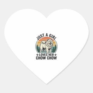 Chow Chow Dog Shirt Vintage Girl Dog Lover Art_1 Heart Sticker