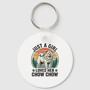 Chow Chow Dog Shirt Vintage Girl Dog Lover Art_1 Key Ring