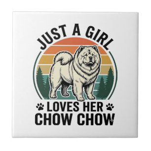 Chow Chow Dog Shirt Vintage Girl Dog Lover Art_1 Tile