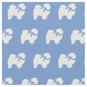 Chow Chow Dog Silhouette Pet Light Blue Fabric