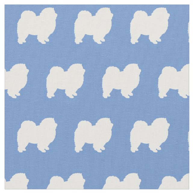Chow Chow Dog Silhouette Pet Light Blue Fabric (Close Up)