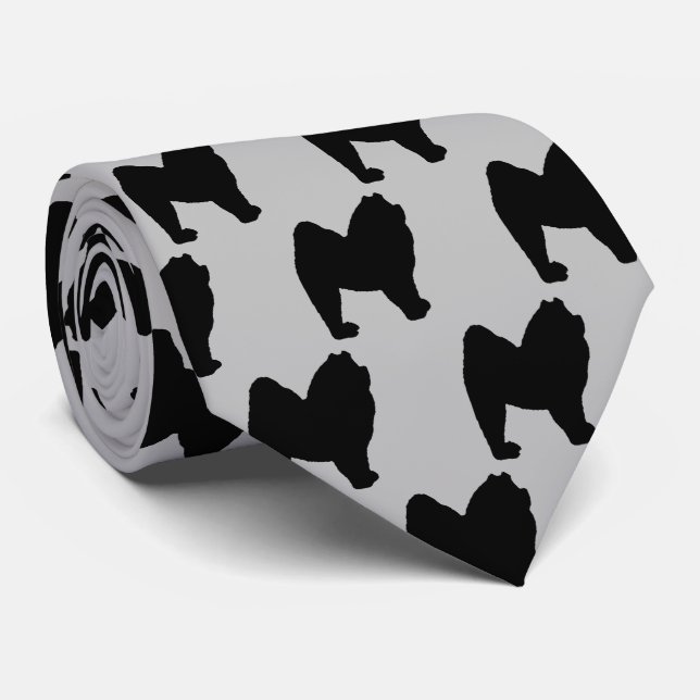 Chow Chow Dog Silhouette Tie (Rolled)