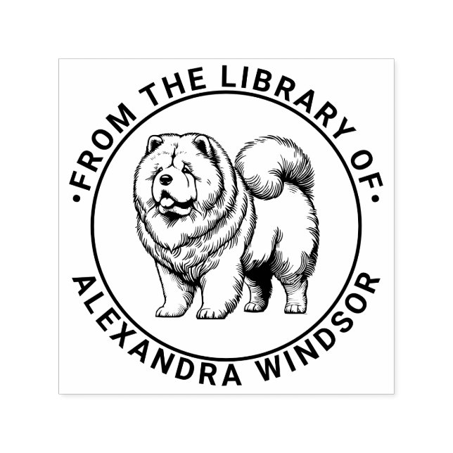 Chow Chow Dog Standing Library Book Name Self-inking Stamp (Design)