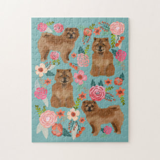 Chow Chow Dog Vintage Florals Jigsaw Puzzle