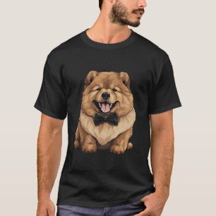 Chow Chow Dog Wearing Bow Tie Black Neckwear Long  T-Shirt