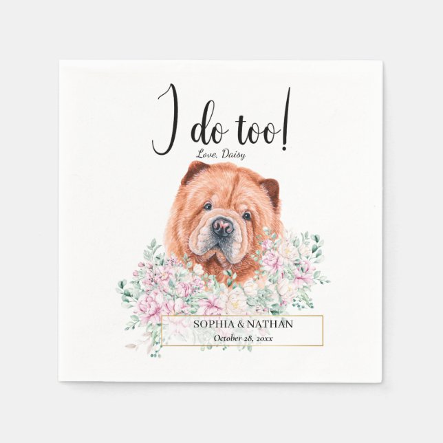 Chow Chow Dog Wedding Cocktail Napkins (Front)
