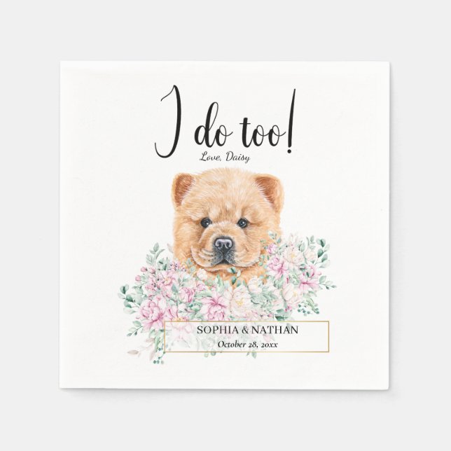 Chow Chow Dog Wedding Cocktail Napkins (Front)