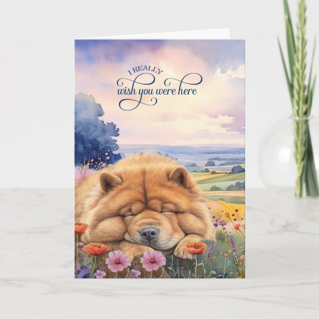 Chow Chow Dog Wildflowers Scenic Vista Miss You Card (Front)