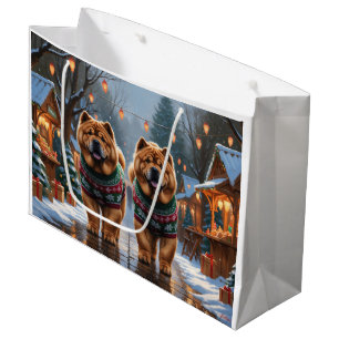 Chow Chow Dogs Christmas Snow Holiday  Large Gift Bag