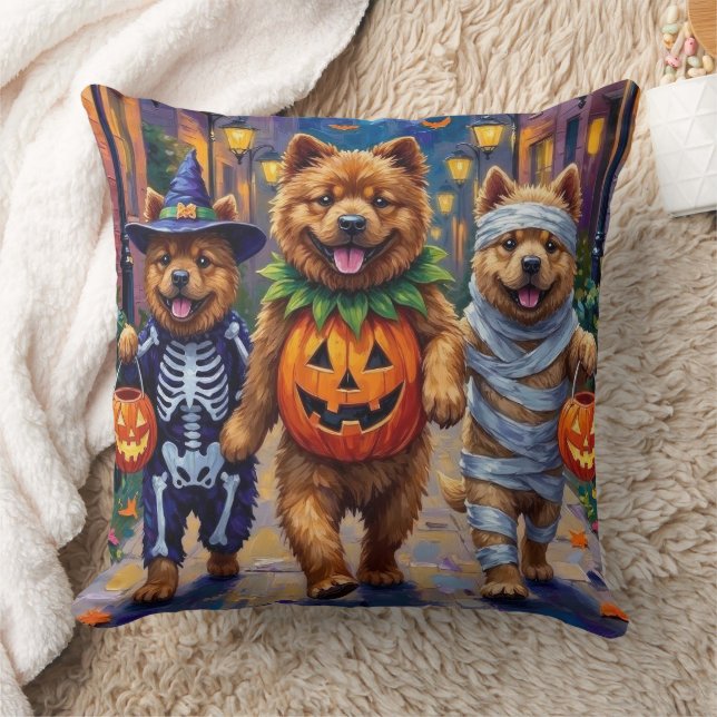 Chow Chow Dogs Trick-or-Treating Halloween Costume Cushion (Blanket)