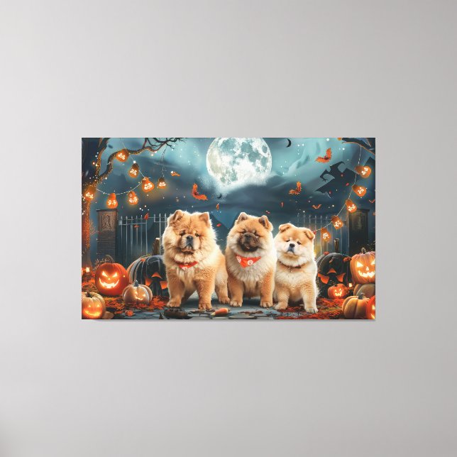Chow Chow Halloween Spooky Canvas Print (Front)