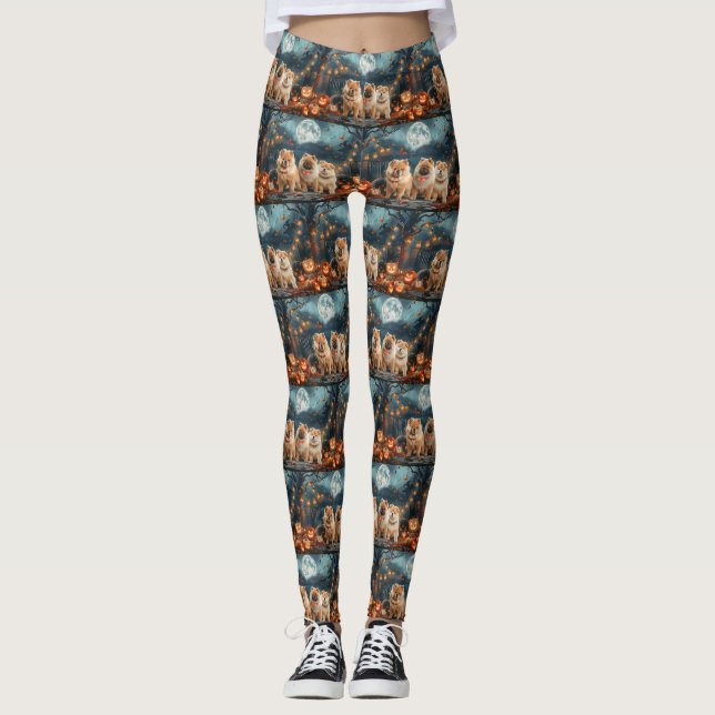 Chow Chow Halloween Spooky Leggings (Front)