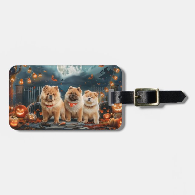 Chow Chow Halloween Spooky Luggage Tag (Front Horizontal)
