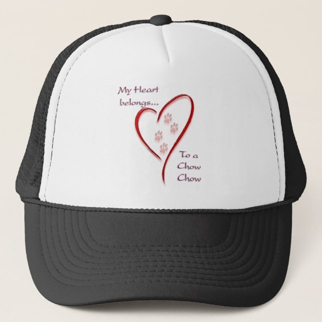 Chow Chow Heart Belongs Trucker Hat (Front)