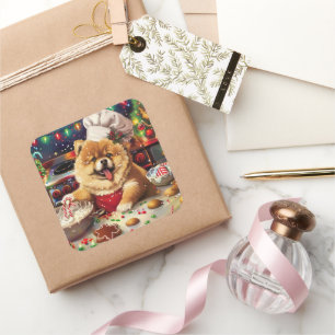 Chow Chow Holiday Baking: Festive Christmas Square Sticker