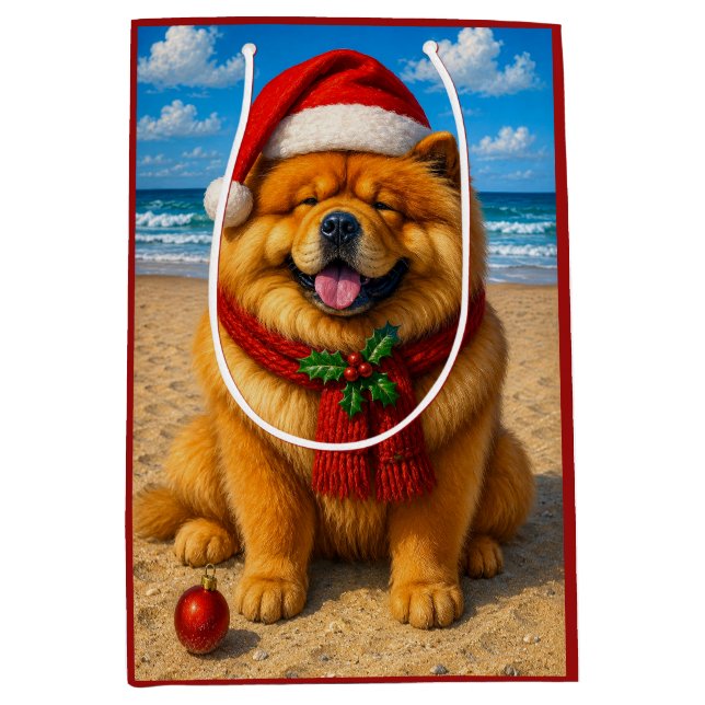 Chow Chow Holiday  Medium Gift Bag (Front)