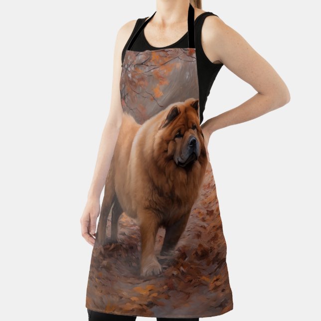 Chow Chow in Autumn Leaves Fall Inspire  Apron (Insitu)